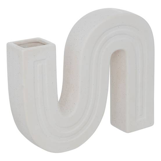 Vase Soliflore Blanc en Céramique sculptée fini texturé H 21 cm - Image 1