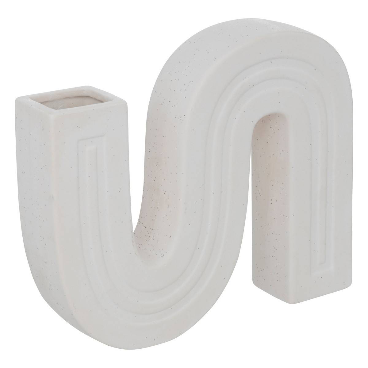 Vase Soliflore Blanc en Céramique sculptée fini texturé H 21 cm - Image 1