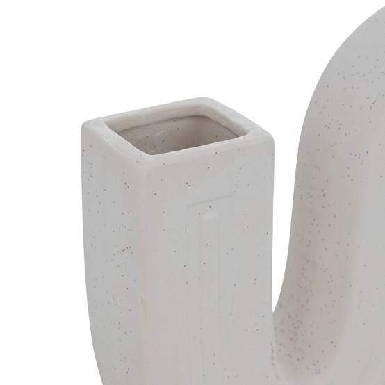 Vase Soliflore Blanc en Céramique sculptée fini texturé H 21 cm - Image 3