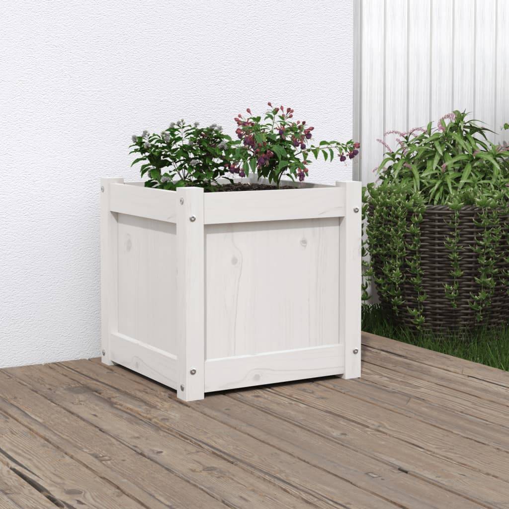 Maison Chic - Jardinière - Pot De Fleurs - Bac à Fleurs blanc 40x40x40 cm bois de pin massif - Imagen 2