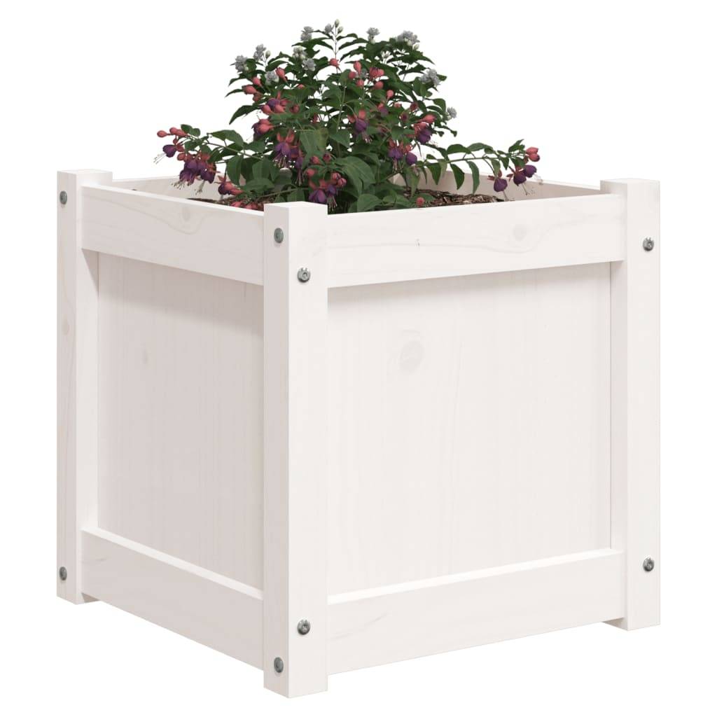 Maison Chic - Jardinière - Pot De Fleurs - Bac à Fleurs blanc 40x40x40 cm bois de pin massif - Imagen 4