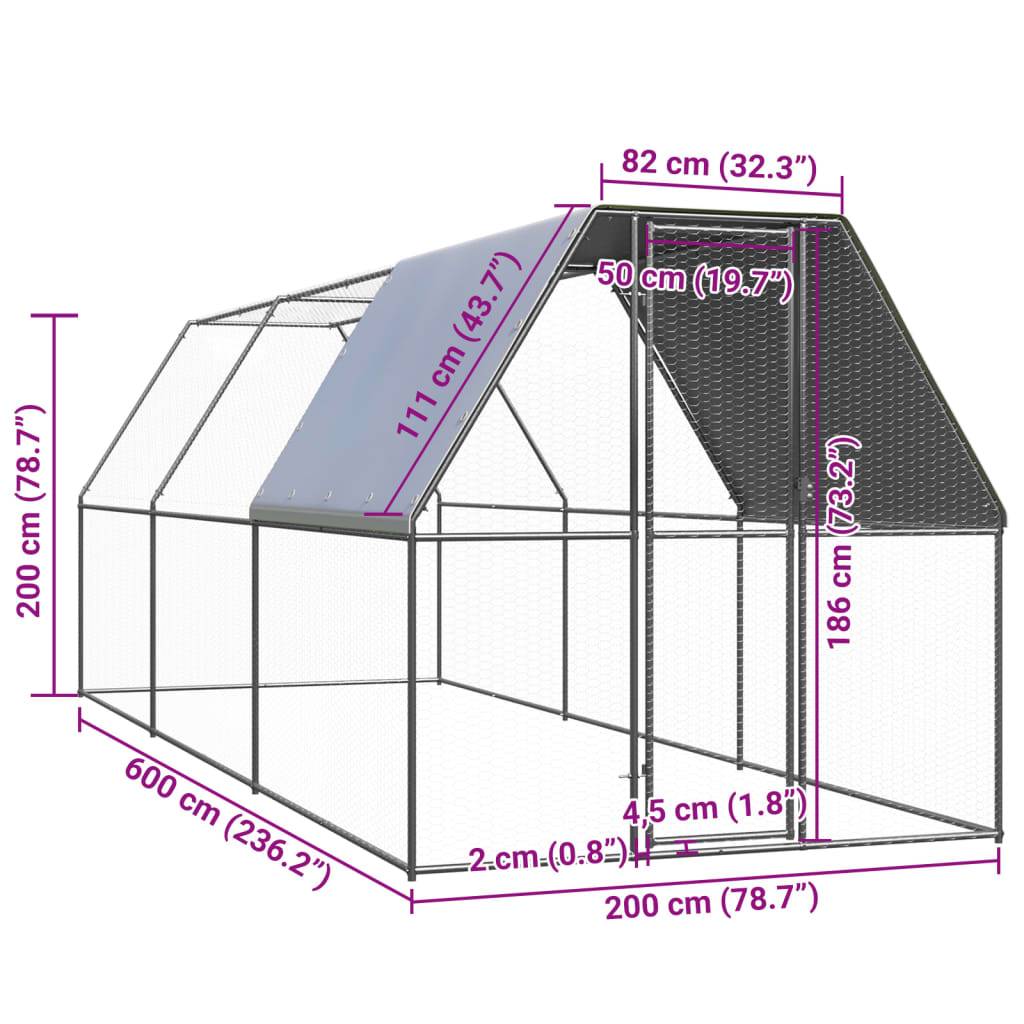 Vidaxl - Poulailler d'extérieur 2x6x2 m Acier galvanisé vidaXL 3089320 - Image 3