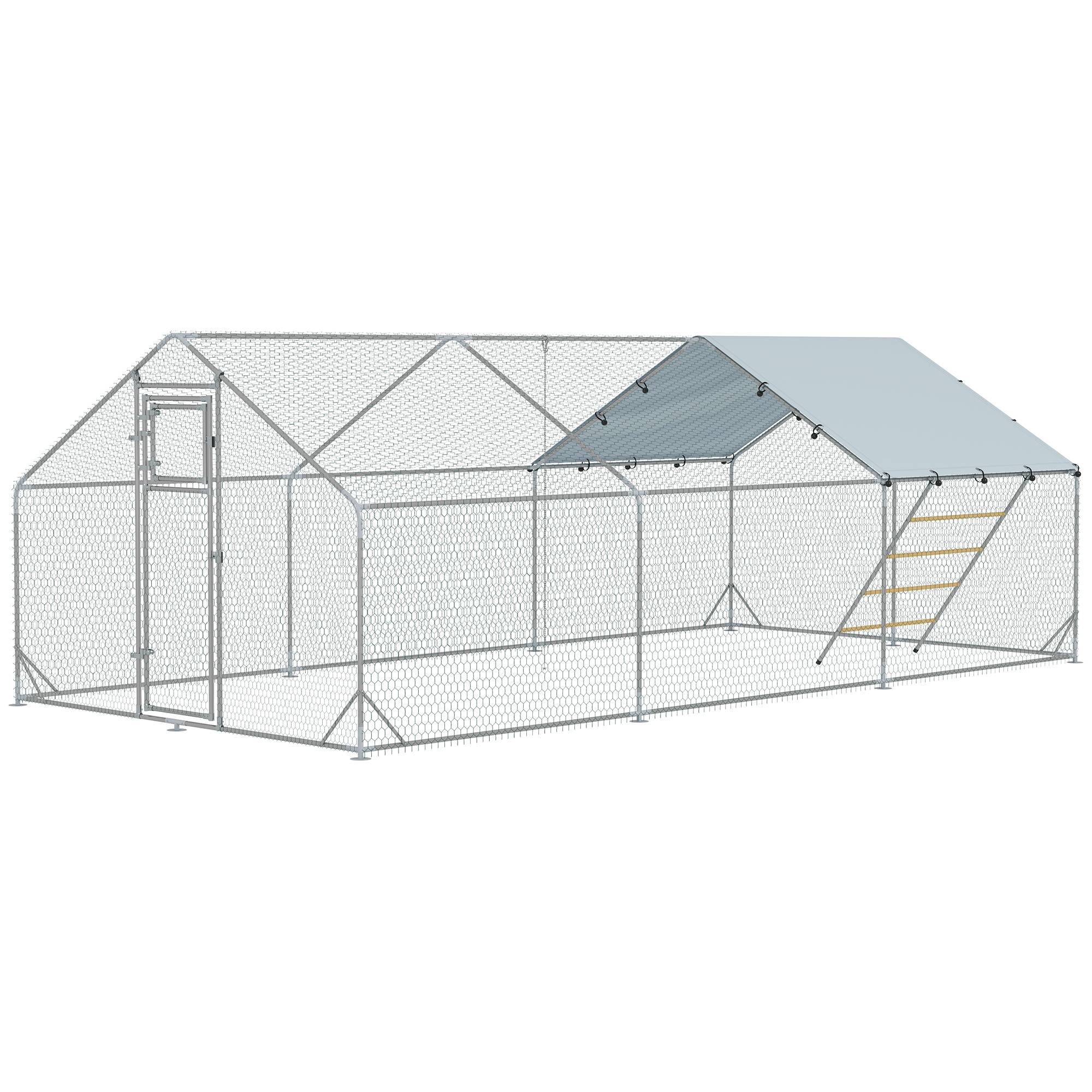 Poulailler, enclos, bâche anti-UV, grillage, distributeur, 18-24 poules - Image 2