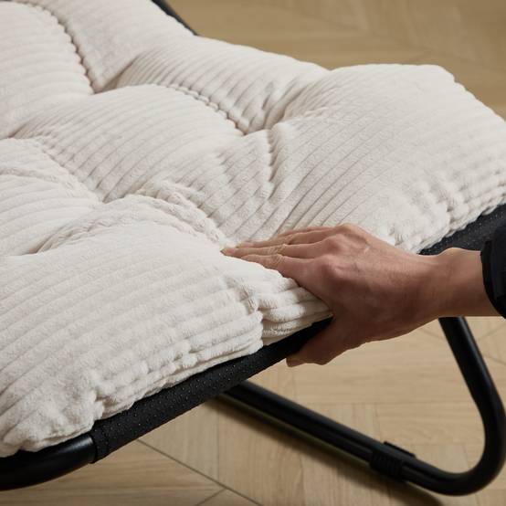 Fauteuil relax avec repose-pieds acier intérieur extérieur coussin moelleux blanc - ComfortXL Outdoor Living - Image 7