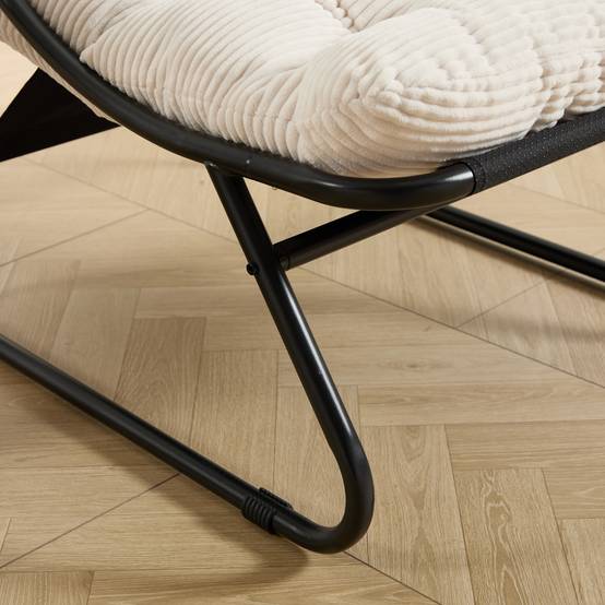 Fauteuil relax avec repose-pieds acier intérieur extérieur coussin moelleux blanc - ComfortXL Outdoor Living - Image 5