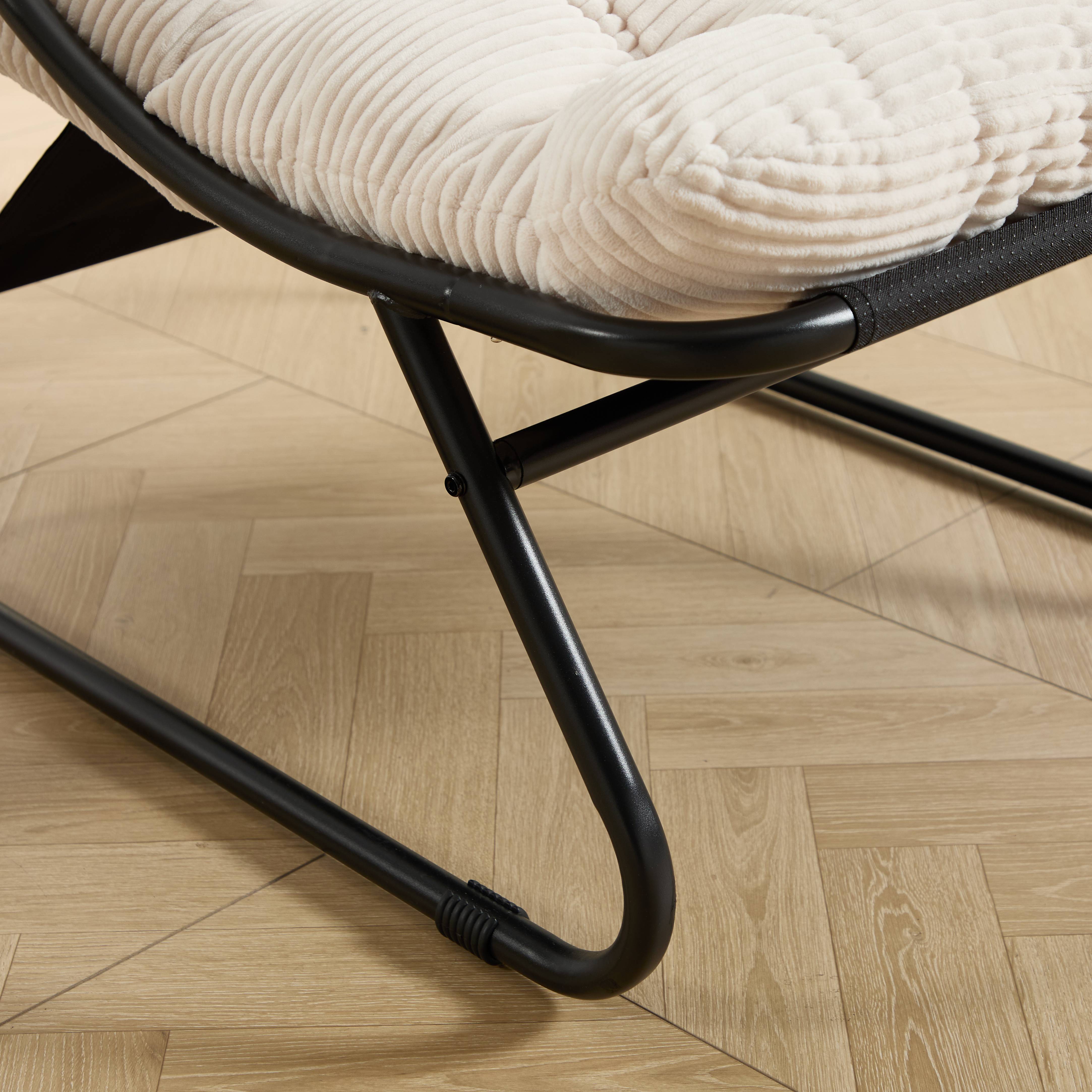 Fauteuil relax avec repose-pieds acier intérieur extérieur coussin moelleux blanc - ComfortXL Outdoor Living - Image 5
