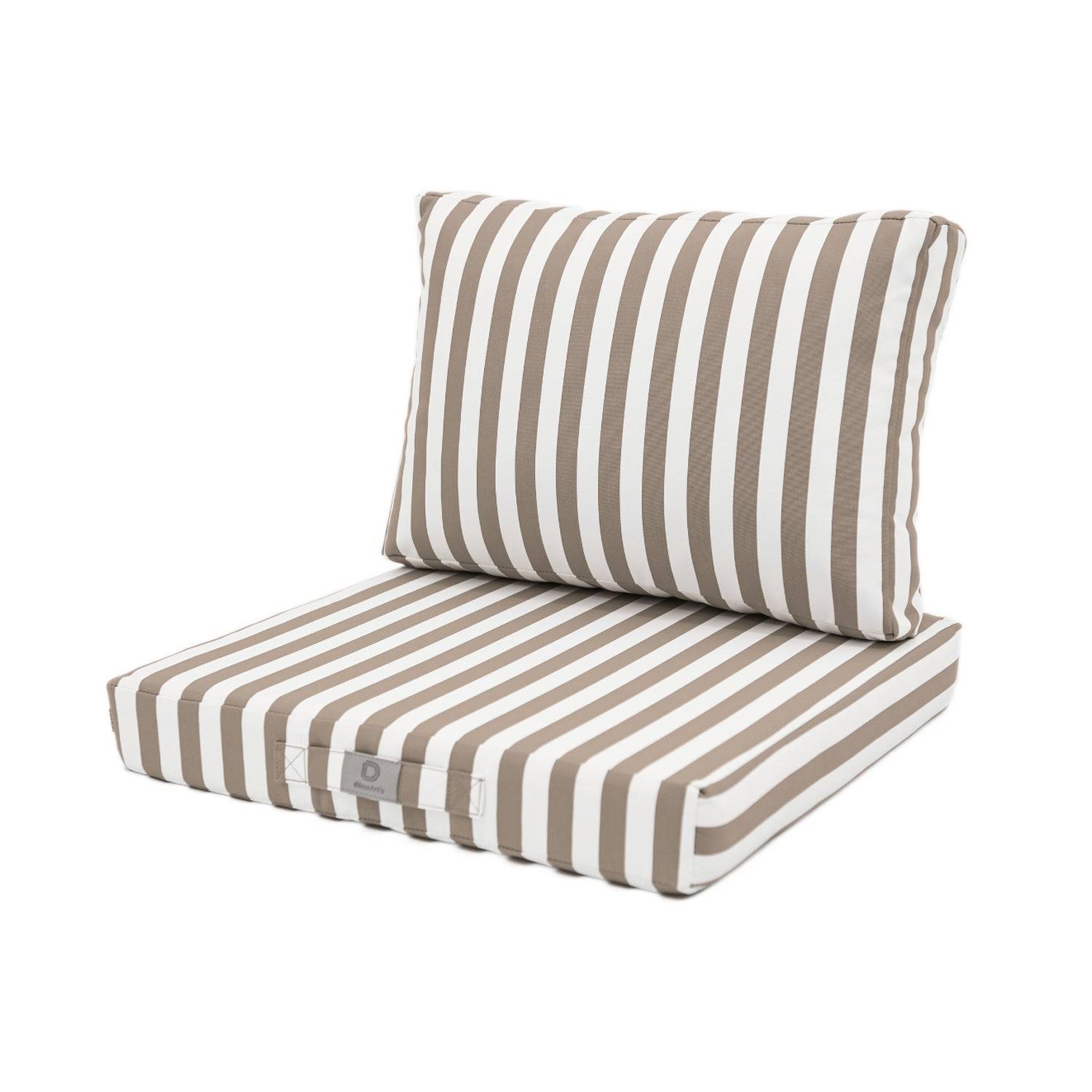 Coussins pour salon de jardin déhoussable 60x60cm Rayure beige - Déco arts - Image 1