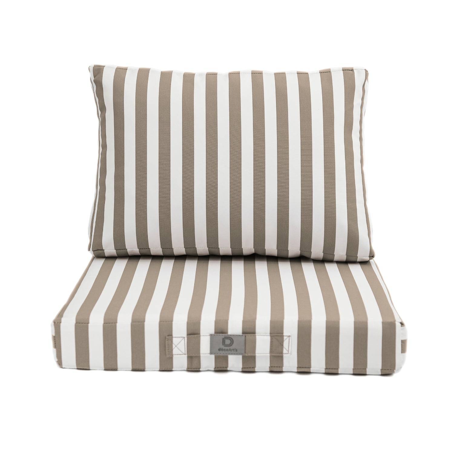 Coussins pour salon de jardin déhoussable 60x60cm Rayure beige - Déco arts - Image 3