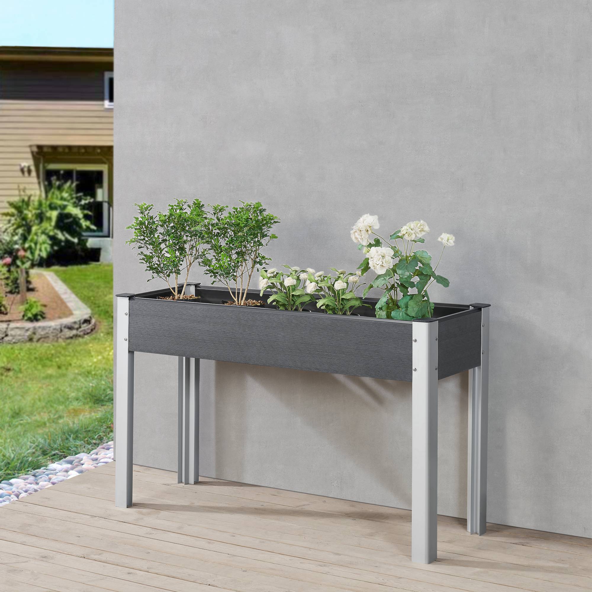 Potager surélevé Beverwijk à fond grillagé 125 x 40 x 75 cm gris foncé [en.casa] - Image 2