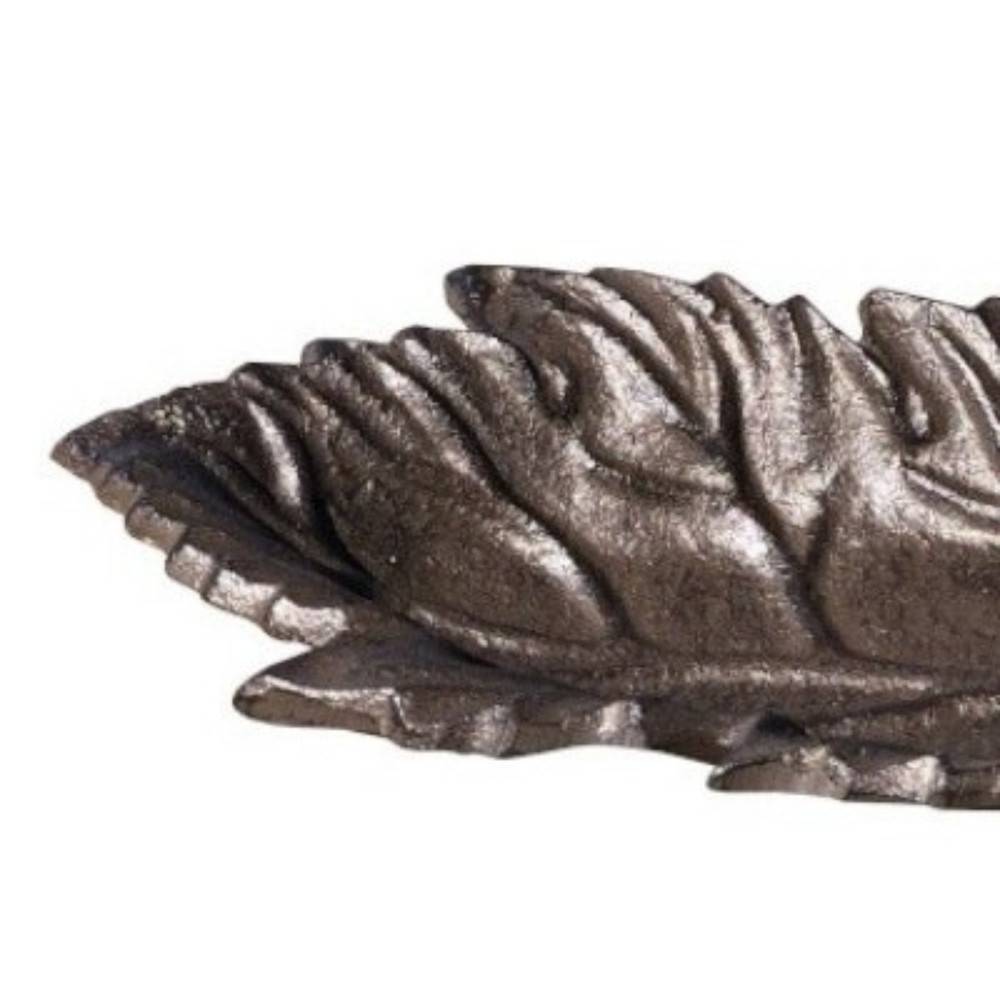 Mangeoire à oiseaux abreuvoir jardin feuille en fonte marron 26cm Chemin de campagne - Imagen 3