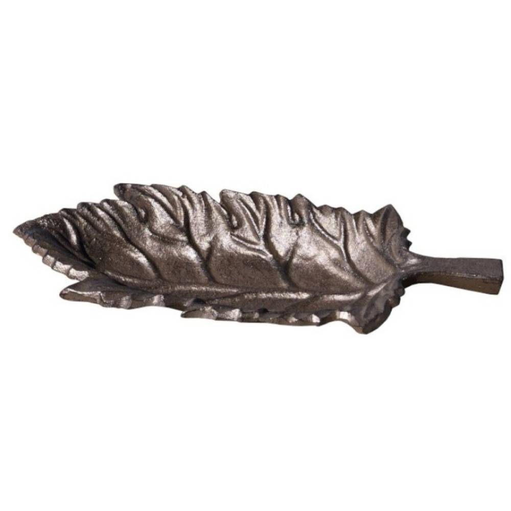 Mangeoire à oiseaux abreuvoir jardin feuille en fonte marron 26cm Chemin de campagne - Imagen 1
