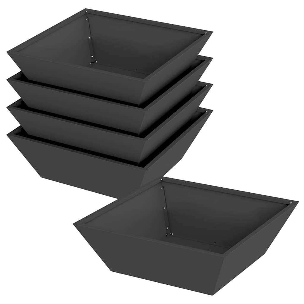 Cache-pot de jardin 5 pcs | Bac à fleurs Noir 50 x 50 x 15 cm - Image 1
