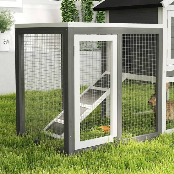 Clapier lapin extérieur bois 2 niveaux toit bitumé avec tiroir 123x63x93cm - ComfortXL Outdoor Living - Image 10