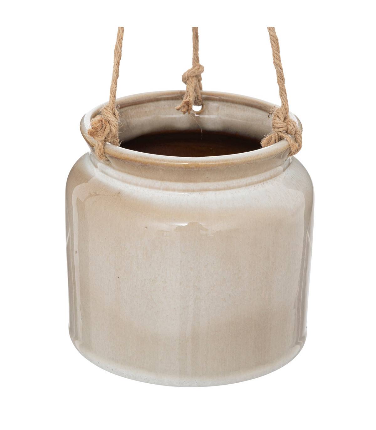 Pot  suspendu en Céramique émaillée Beige D 14 x H 13 cm - Imagen 2