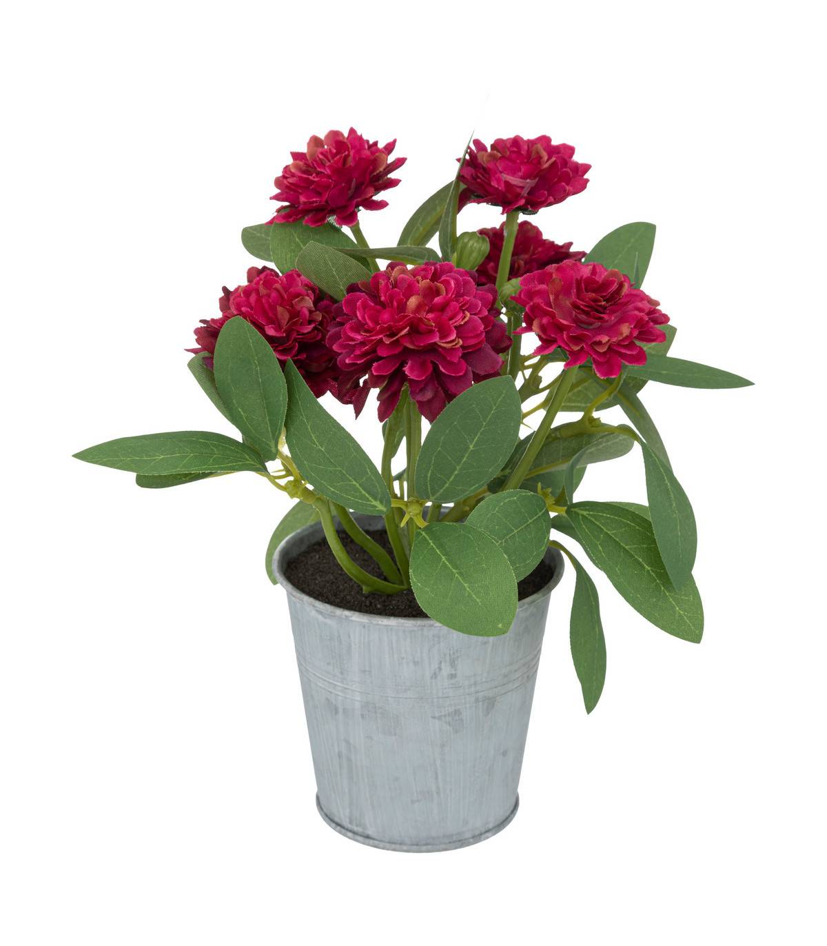 Fleurs artificielles dans un pot en zinc D 15 x H 19 cm - Imagen 1