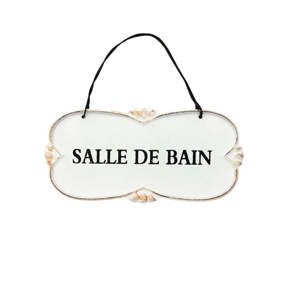 ~ Plaque de porte décorative vintage salle de bain ferblanc 22x10cm Chemin de campagne - Imagen 1