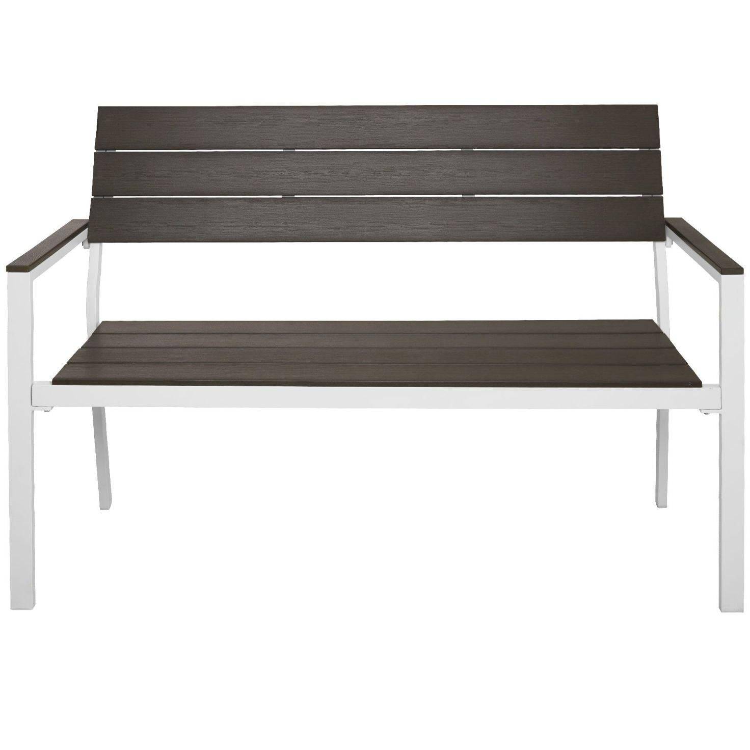 Helloshop26 - Banc de jardin pour 2 personnes utilisation en extérieur aluminium 129 cm gris blanc - Imagen 2