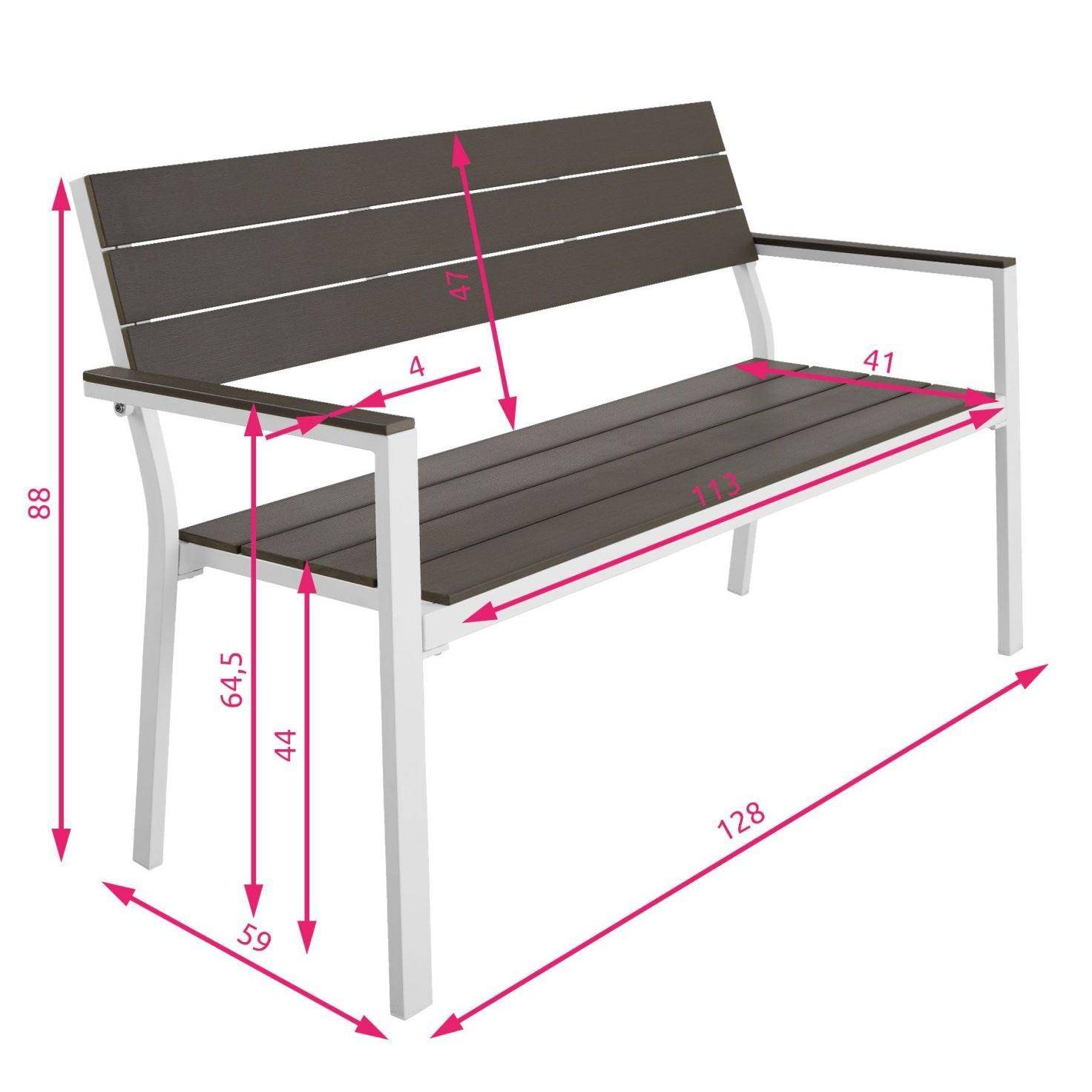 Helloshop26 - Banc de jardin pour 2 personnes utilisation en extérieur aluminium 129 cm gris blanc - Imagen 5