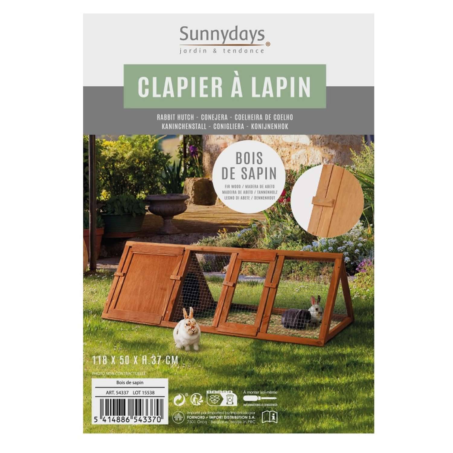 Sans Marque - Clapier pour lapin et cochon d'inde en bois naturel - Toilinux - Imagen 2
