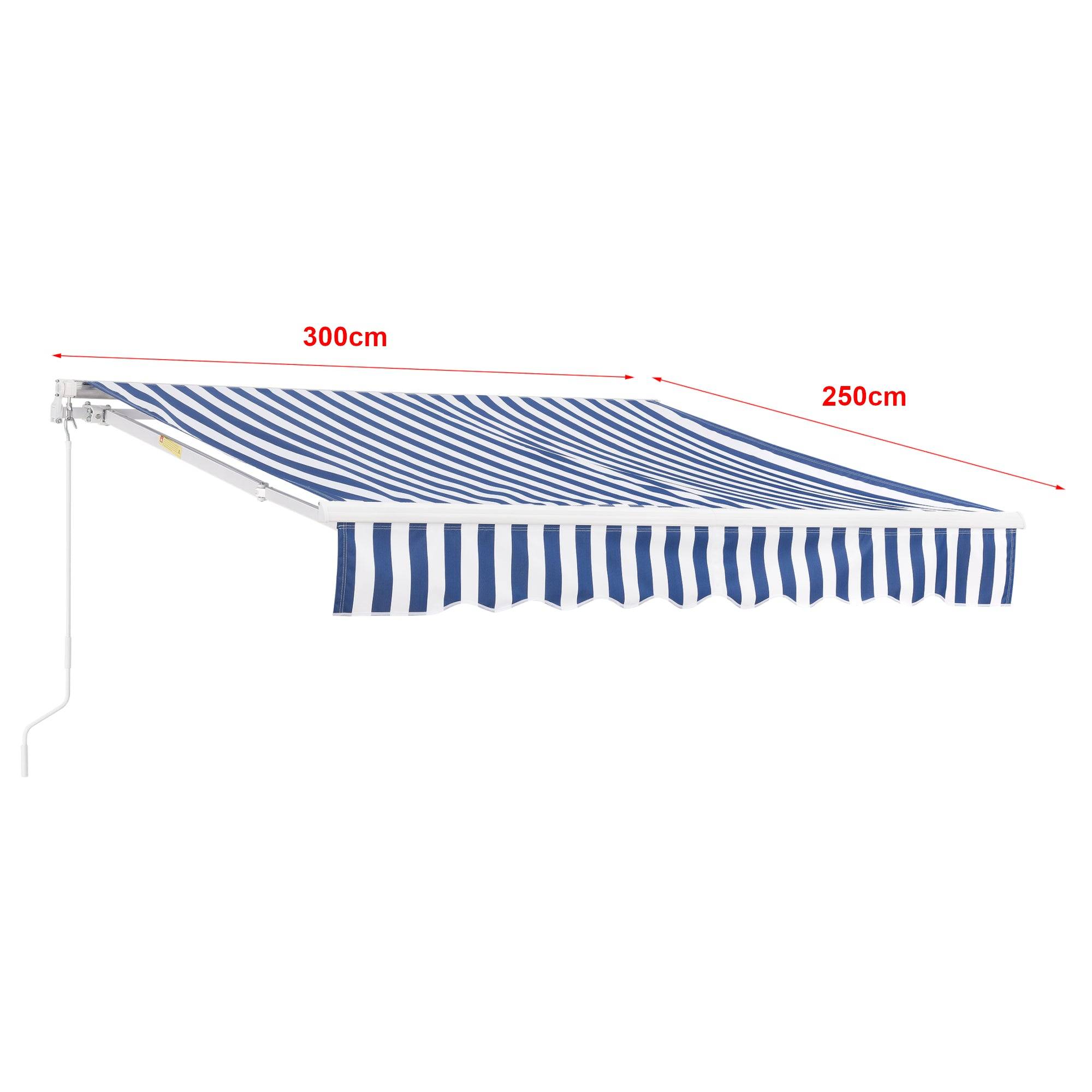 Helloshop26 - Store banne avec manivelle 300 x 250 cm bleu blanc - Imagen 2