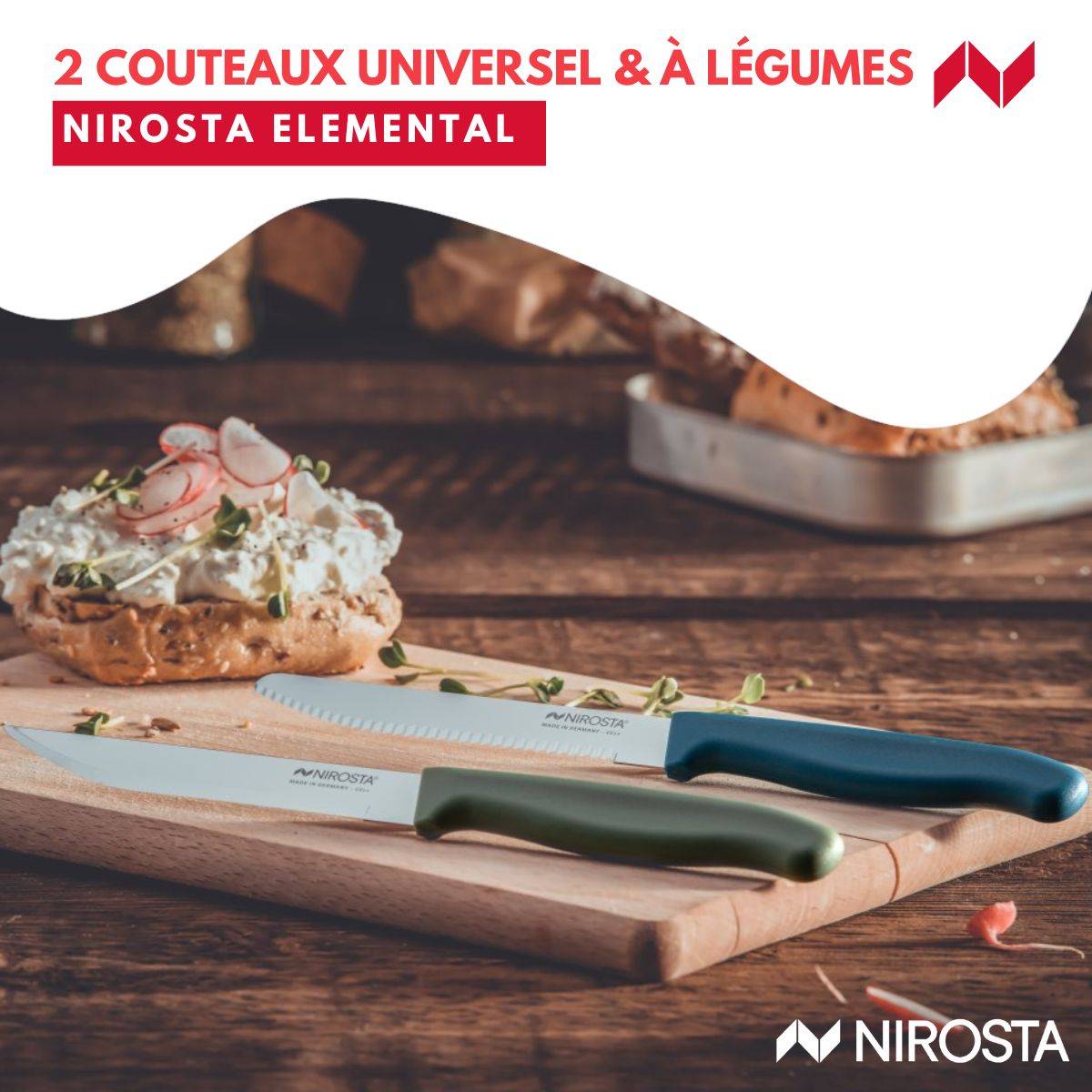 Set de 2 couteaux d’office et à petit déjeuner 22,5 cm Nirosta Elemental - Image 2