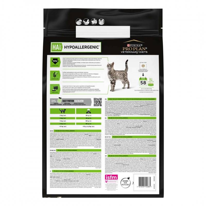 Proplan - Croquettes Pro Plan Veterinary Diet HA St/Ox Hypoallergenic pour chats Sac 3,5 kg - Imagen 2