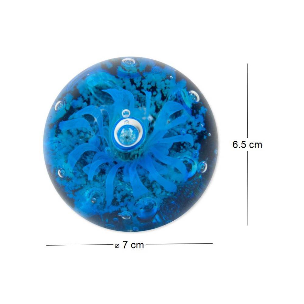 Origen - Presse papier rond en verre Meduse Bleu Origen - Imagen 2