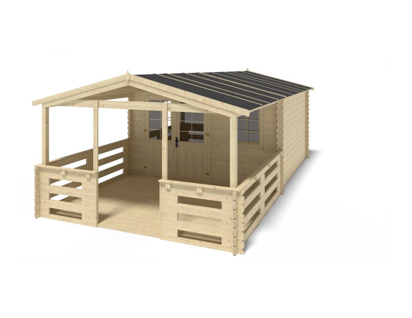 Altanka - Avant-toit en bois 4x3m pour le chalet de jardin 4m, couleur naturel - DOM618 - ALTANKA - Imagen 3