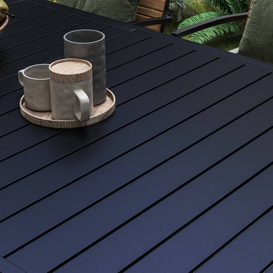 Outsunny - Table de jardin extensible 6-8 personnes dim. 180/240L x 94l x 73H cm alu noir - Image 4