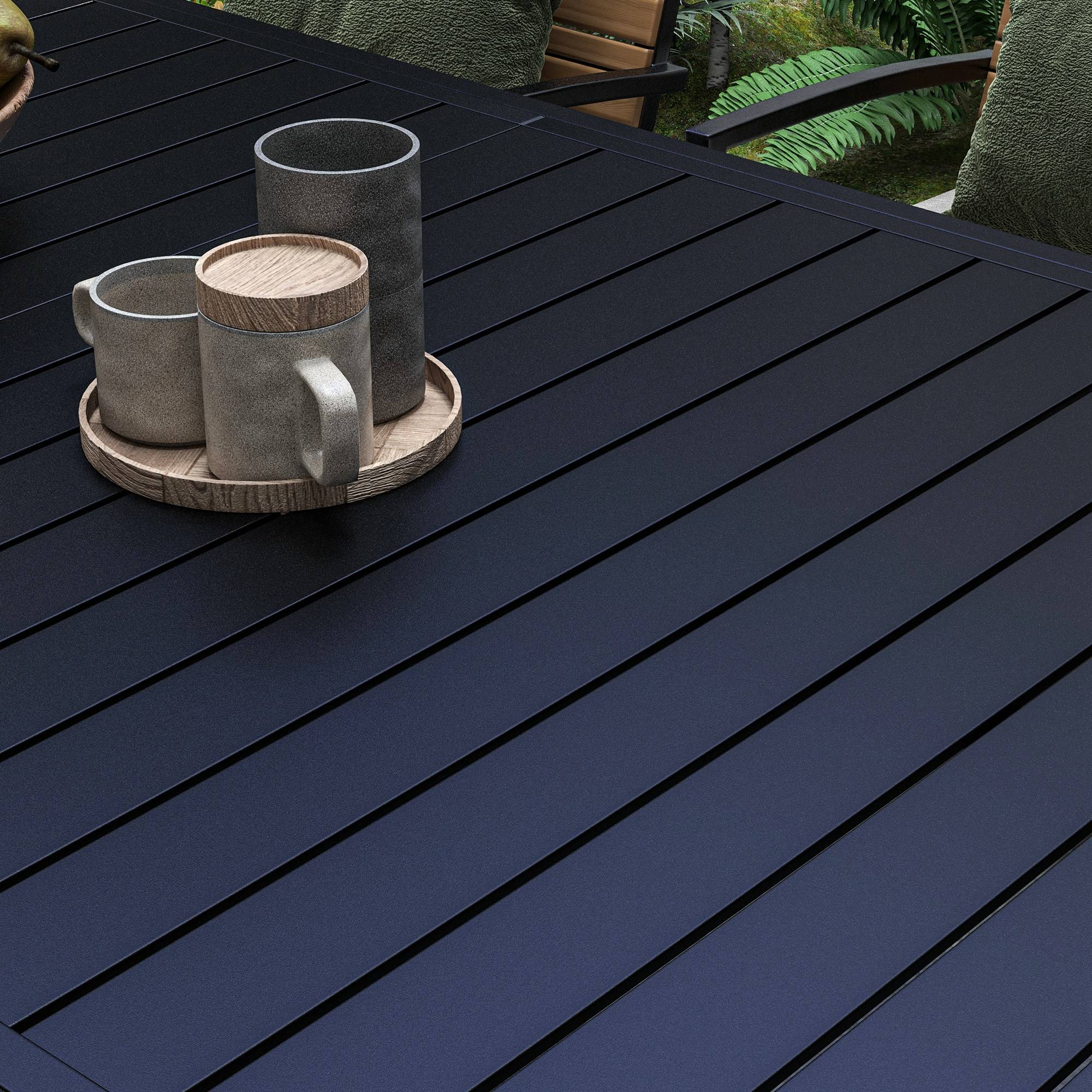 Outsunny - Table de jardin extensible 6-8 personnes dim. 180/240L x 94l x 73H cm alu noir - Image 4