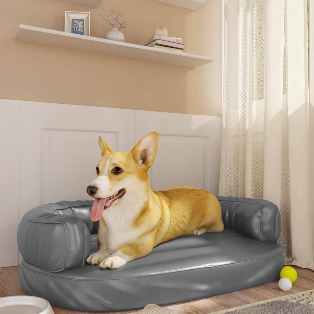 Vidaxl - Lit pour chien ergonomique Mousse Gris 75x53 cm Similicuir vidaXL 171317 - Imagen 1