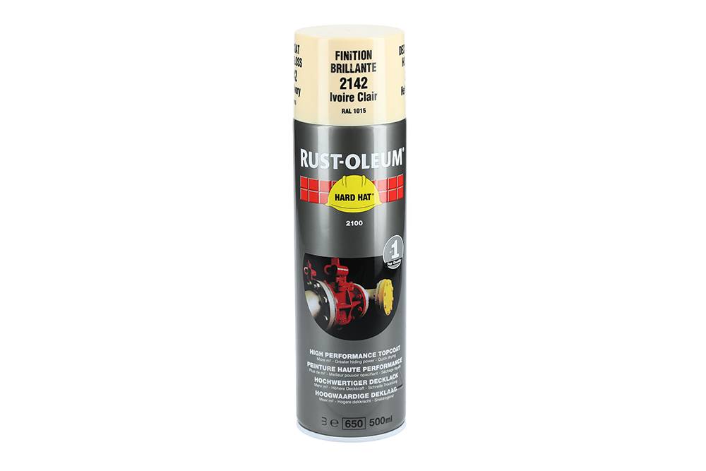 Couche de finition Hard Hat Ral-couleurs ivoire clair RAL 1015 500ml - RUST-OLEUM - 2142 - Image 2