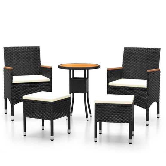 ComfortXL - Salon de Jardin 5P Rond Finition Bois d'Acacia Résine Tressée Noir – ComfortXL Outdoor Living - Image 2