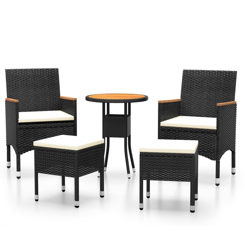 ComfortXL - Salon de Jardin 5P Rond Finition Bois d'Acacia Résine Tressée Noir – ComfortXL Outdoor Living - Image 2