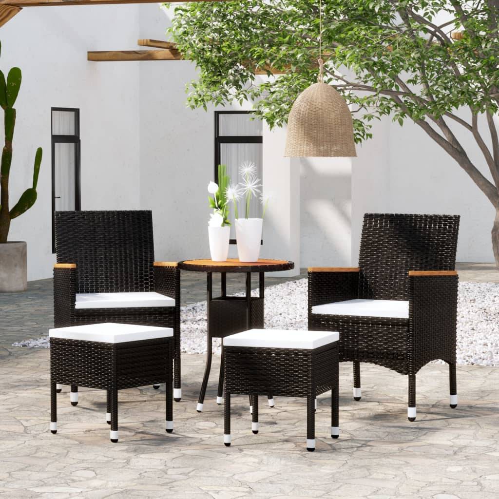 ComfortXL - Salon de Jardin 5P Rond Finition Bois d'Acacia Résine Tressée Noir – ComfortXL Outdoor Living