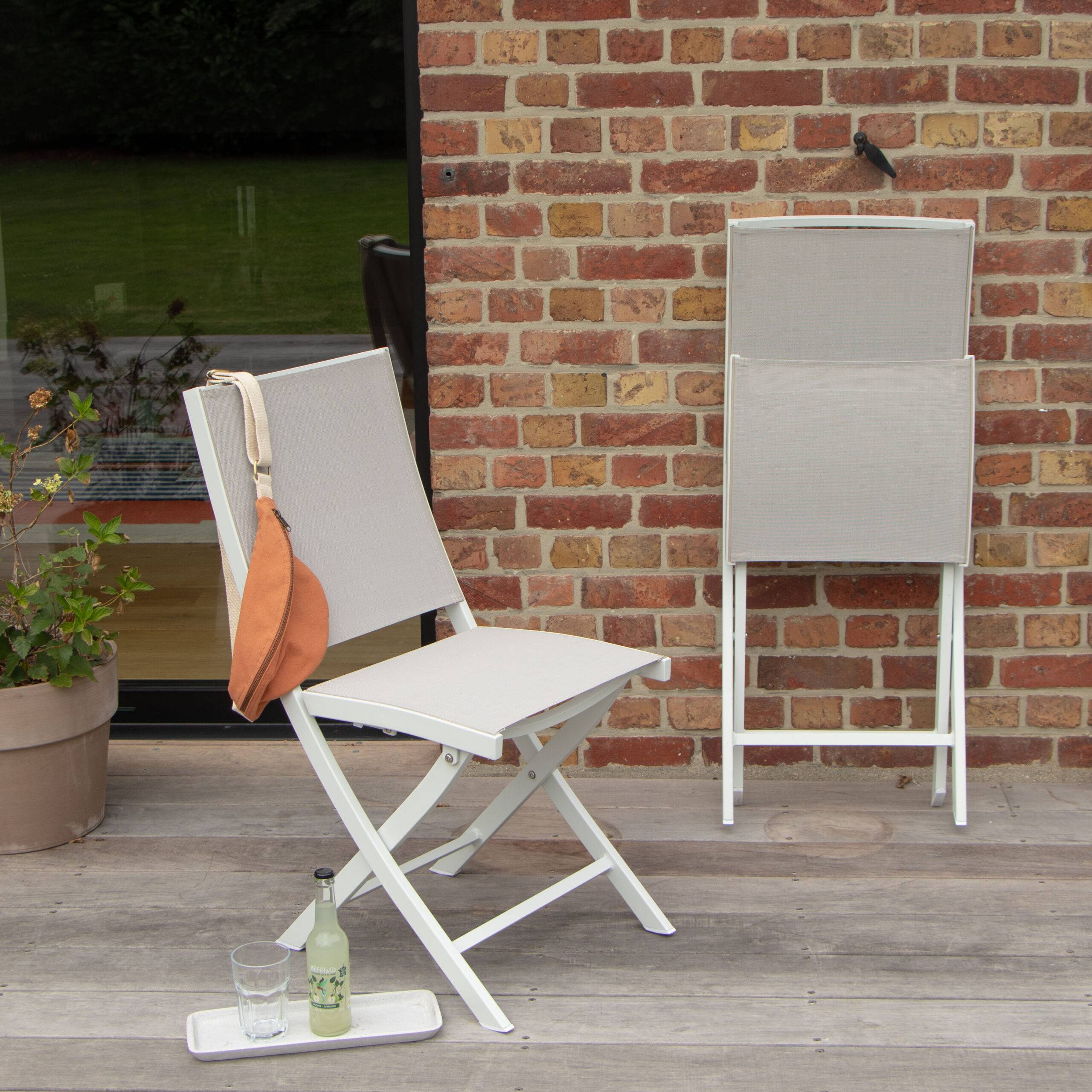 Wilsa Garden - Chaise pliante de jardin aluminium blanc textilène WHITESTAR - Imagen 1