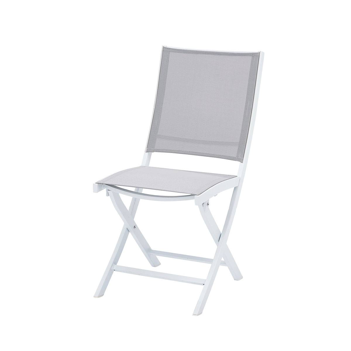 Wilsa Garden - Chaise pliante de jardin aluminium blanc textilène WHITESTAR - Imagen 2