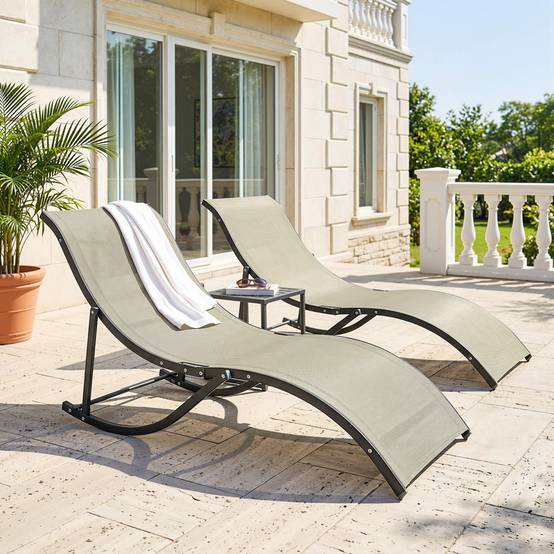 Lot de 2 transats jardin pliables, lit bronzage aluminium et textilène, 61x165x63cm - Image 4