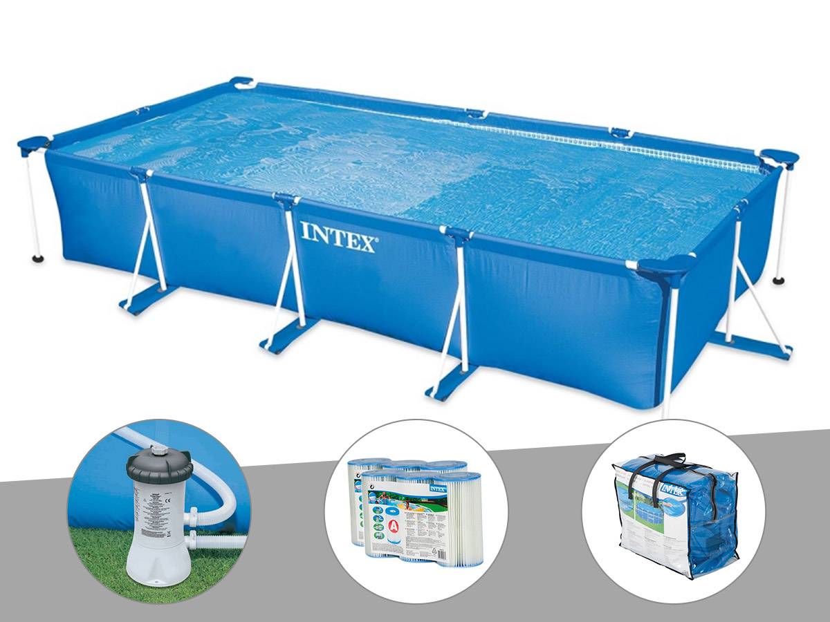Kit piscine tubulaire rectangulaire Intex 4,50 x 2,20 x 0,84 m + Filtration à cartouche + 6 cartouches de filtration + Bâche à bulles - Imagen 2