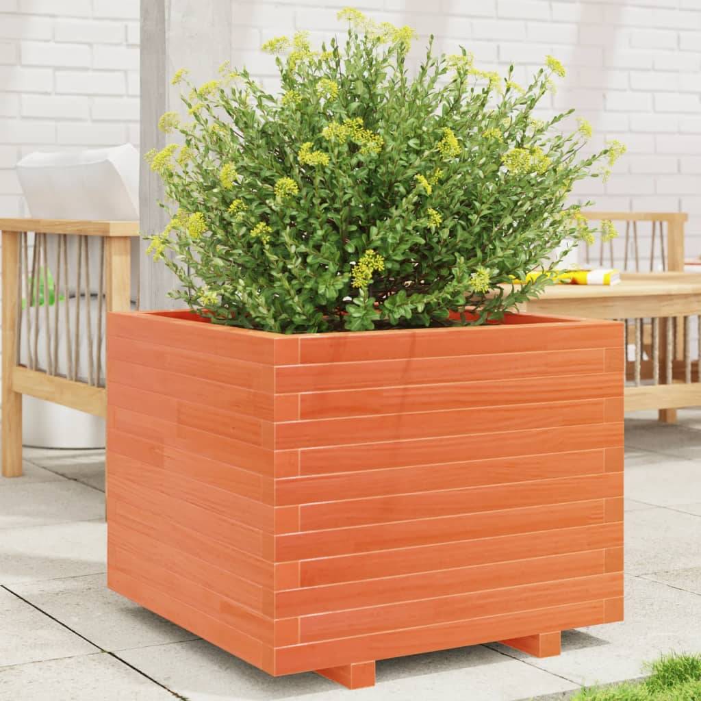Maison Chic - Jardinière, Bac à fleurs, Pot de fleurs cire marron 60x60x49,5 cm bois de pin massif - Imagen 2