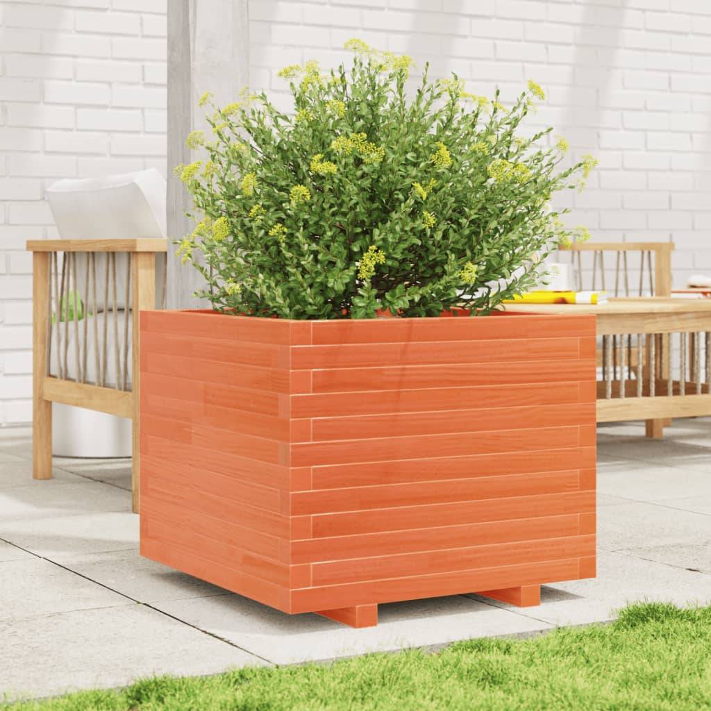 Maison Chic - Jardinière, Bac à fleurs, Pot de fleurs cire marron 60x60x49,5 cm bois de pin massif - Imagen 3