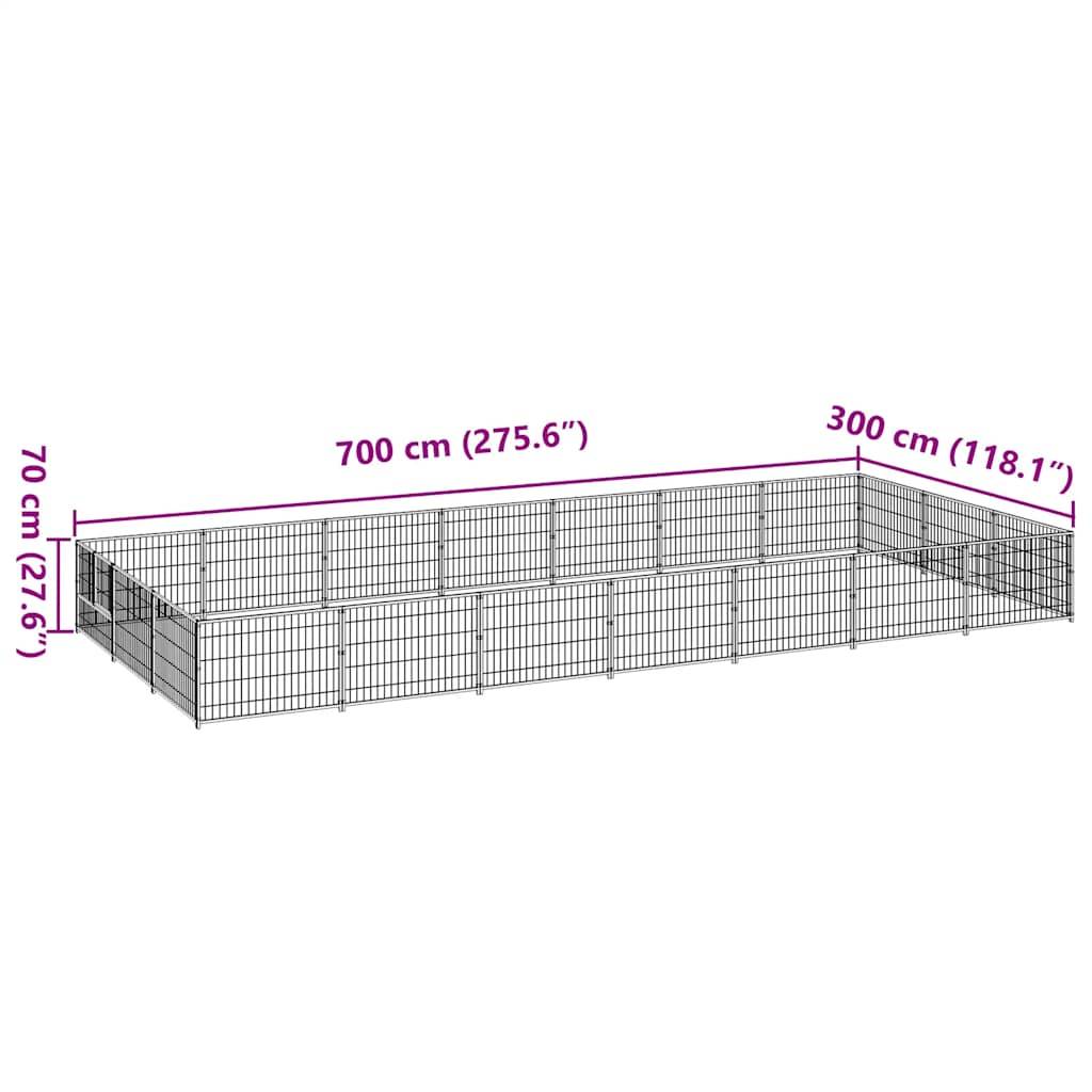 Vidaxl - Chenil Noir 21 m² Acier vidaXL 3082131 - Imagen 3