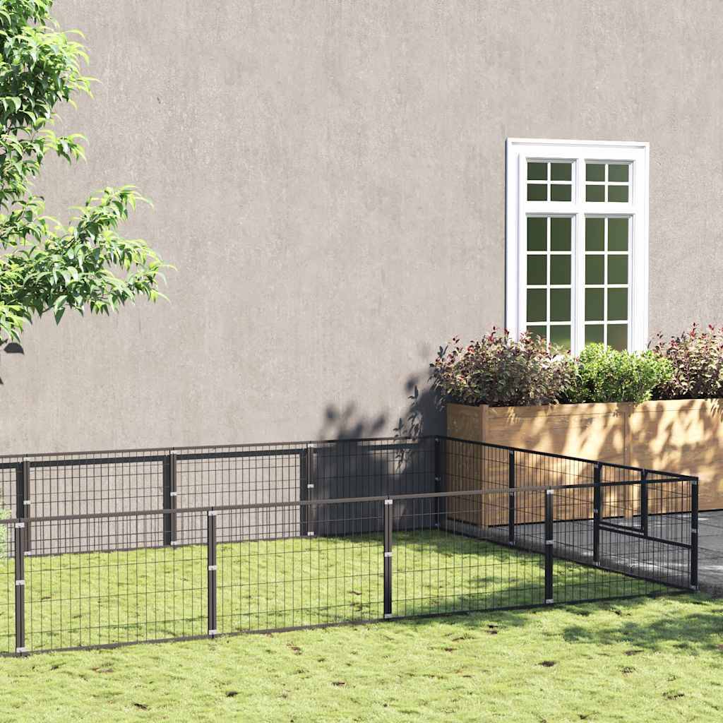 Vidaxl - Chenil Noir 21 m² Acier vidaXL 3082131 - Imagen 1