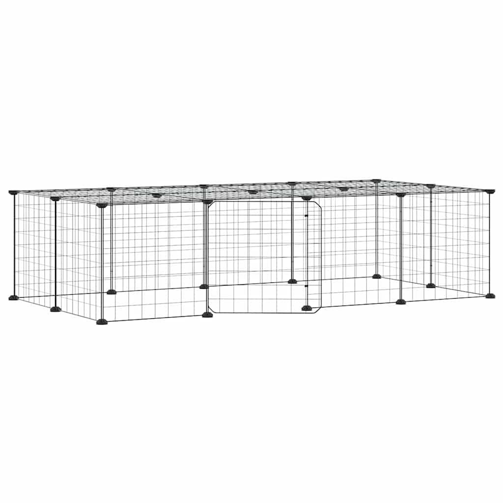Vidaxl - Cage animaux de compagnie à 20 panneaux et porte Noir 140x70x35 cm vidaXL 3114055 - Imagen 2
