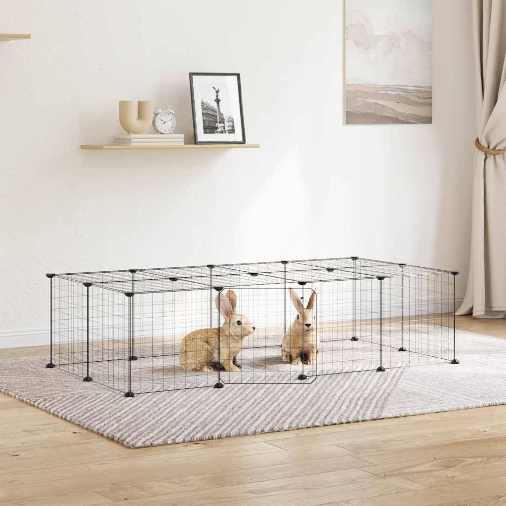 Vidaxl - Cage animaux de compagnie à 20 panneaux et porte Noir 140x70x35 cm vidaXL 3114055 - Imagen 1
