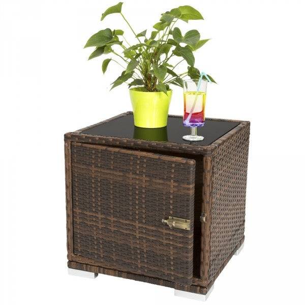 Helloshop26 - Lot de deux chaises longue bain de soleil en résine tressé poly rotin + table + deux set de housses + housse de protection marron - Imagen 2