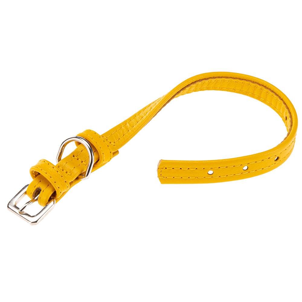 Ferplast - Collier pour Chiens VOGUE CF15/29, Cuir Véritable, Réglable, Boucle en Métal, Jaune - Imagen 1