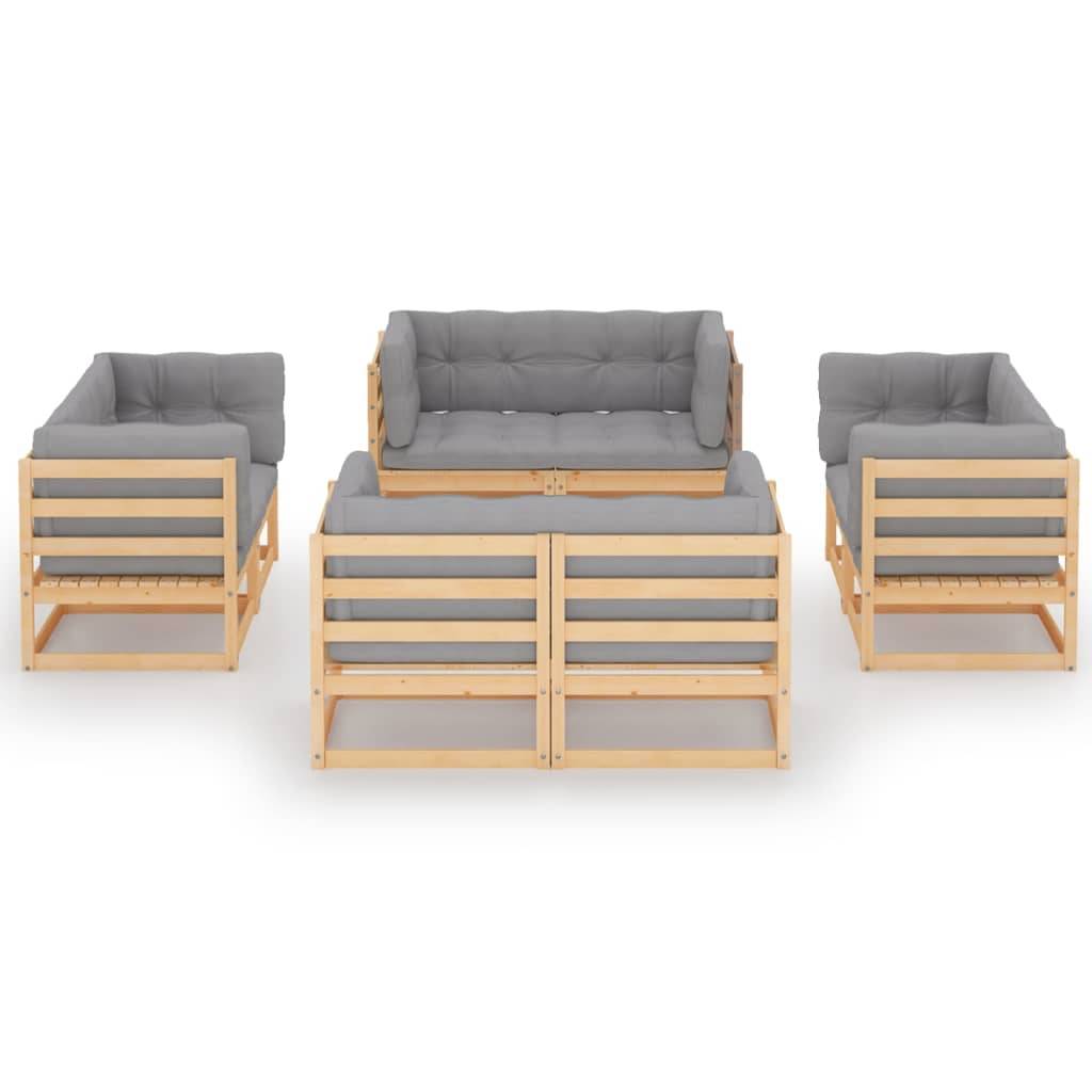 Helloshop26 - Salon de jardin meuble d'extérieur ensemble de mobilier 8 pièces avec coussins bois de pin massif - Imagen 2