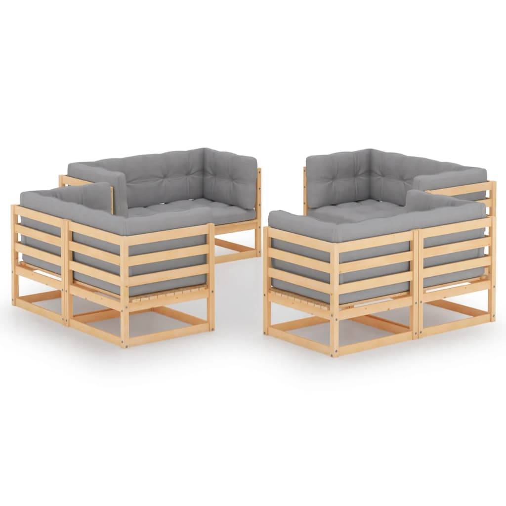 Helloshop26 - Salon de jardin meuble d'extérieur ensemble de mobilier 8 pièces avec coussins bois de pin massif - Imagen 1