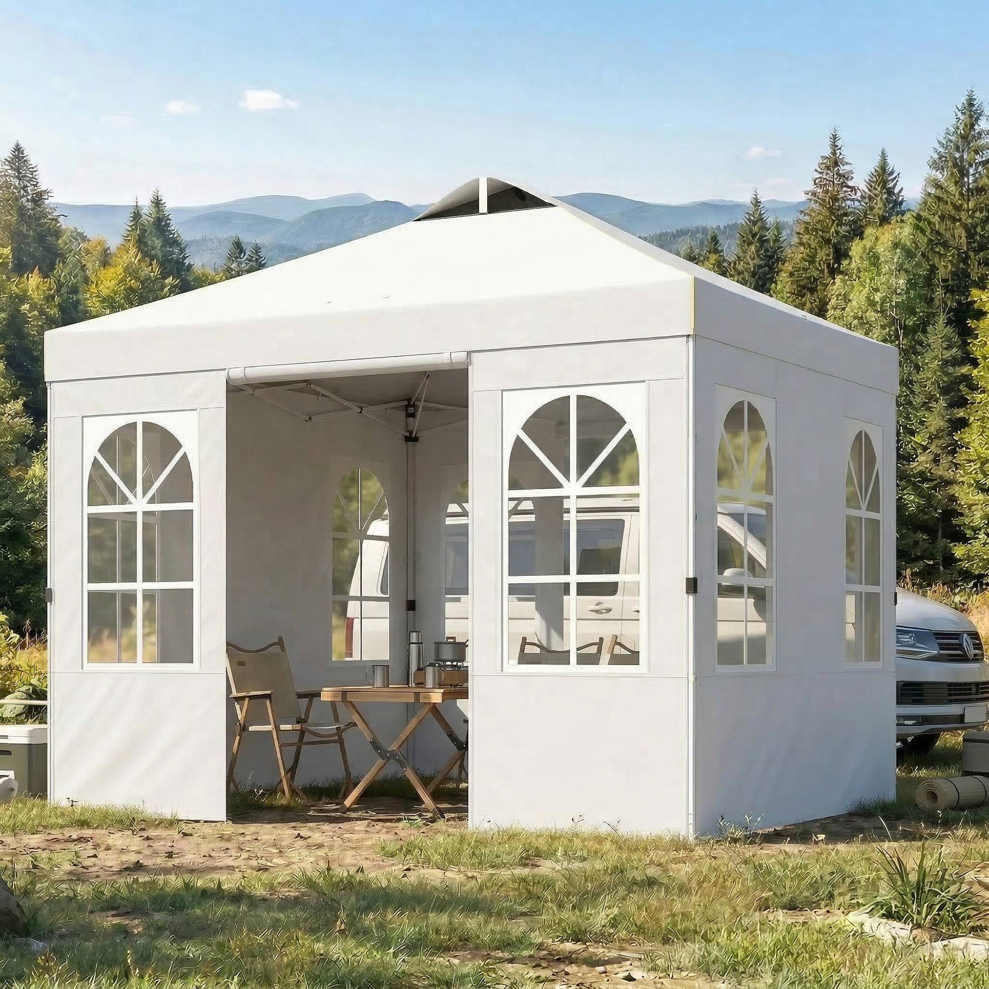 ComfortXL - Tonnelle pliante métal et Oxford pour jardin avec 4 parois amovibles 3 x 3 m blanc - ComfortXL Outdoor Living - Image 4